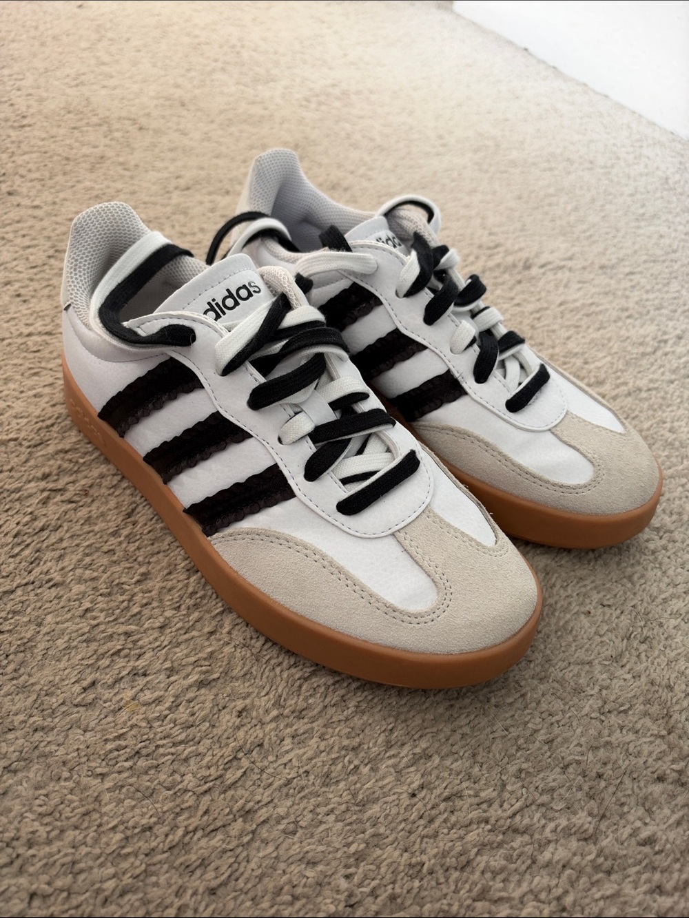 Adidas Samba Style White & Black Suede Gum-sole Sneakers
